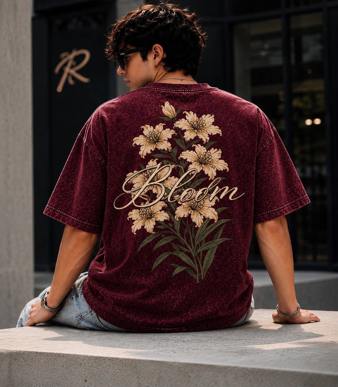 Bloom Printed Acid Wash