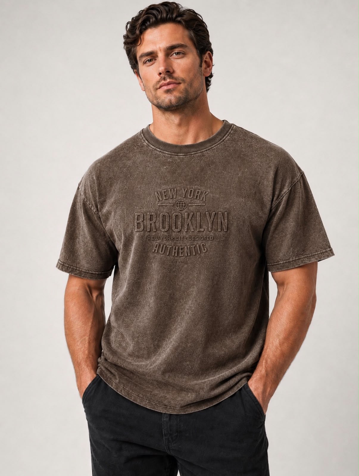 Brooklyn Embossed Acid wash Oversized - Brown